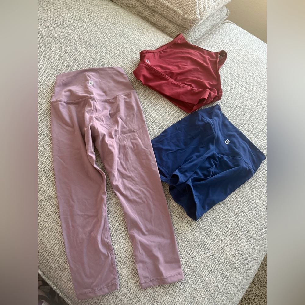 BuffBunny  Leggings and Shorts Set - Mauve, Maroon, and Navy